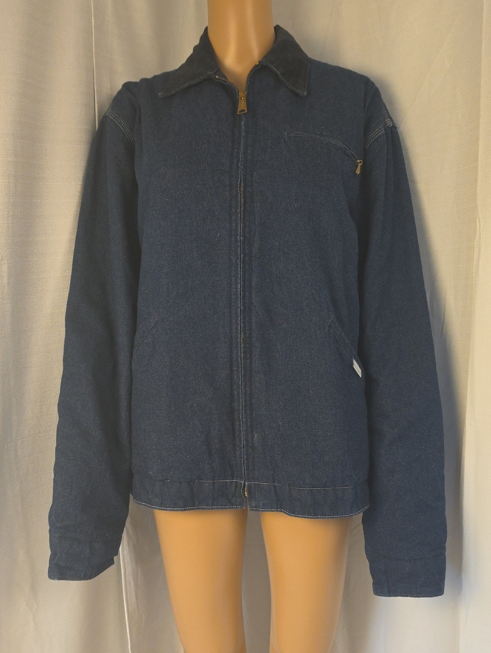 Vintage Carhartt Blue Denim 100% Cotton Detroit Jacket with Red Lining Size 40T